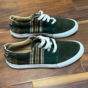 Mipacha Green Casual Canvas & Suede Sneakers